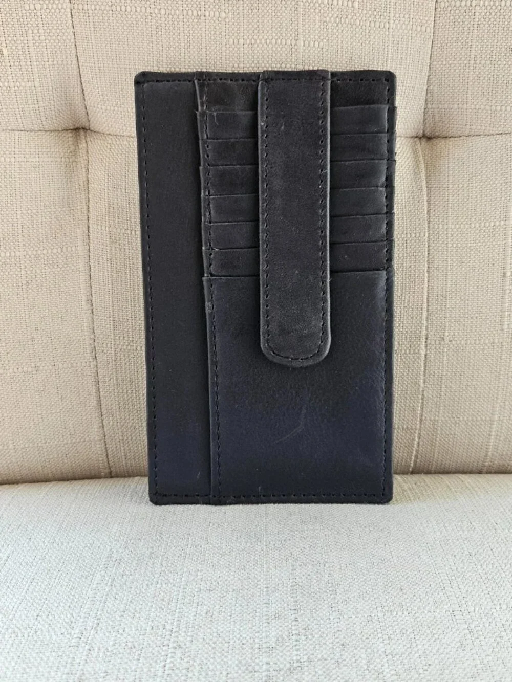 Leather Long Wallet Unisex Card Holder Blak Genuine Leather Handmade Clutch